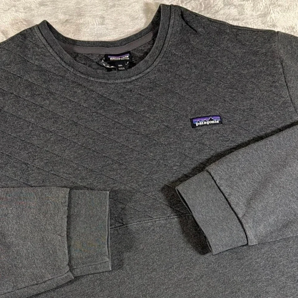 Patagonia Organic‎ Cotton Quilted Crewneck Sweatshirt | Charcoal Gray | XXL